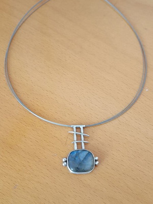Handmade pendant used, silver with labradorite stone