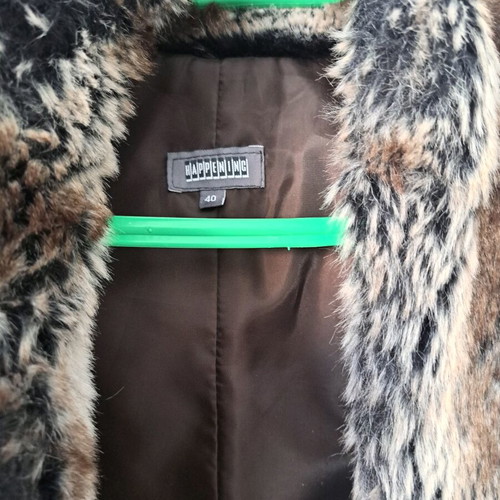 Synthetic fur vest like new, beige and brown