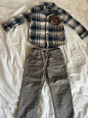 Next grey jeans and Zara shirt set for 2-3 years like new, warm