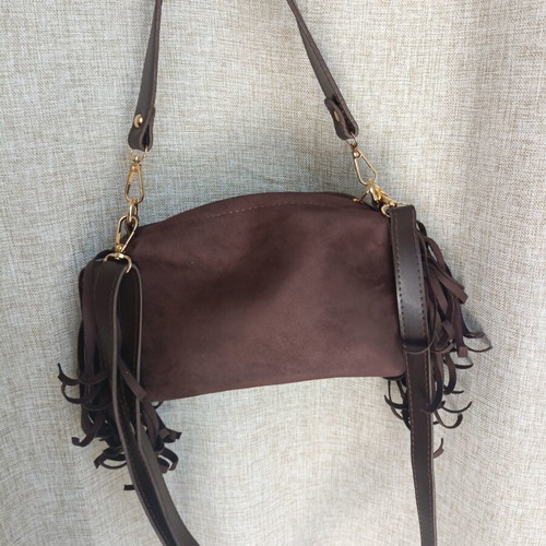 Brown Boho Crossbody Bag with Fringe, New