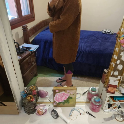 Teddy Hallhuber coat like new, brown, size L XL