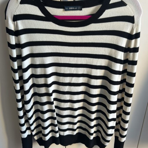 Zara striped knit sweater XXL with pearl details like new
