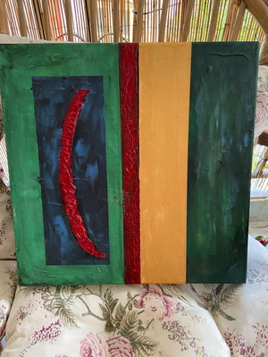 Abstract painting on canvas used 40x40 with embossed texture