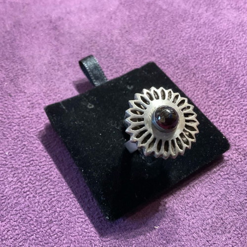 Silver ring with granite stone used with intricate design