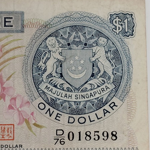 Singapore $1 Banknote Orchid Series 1972 used