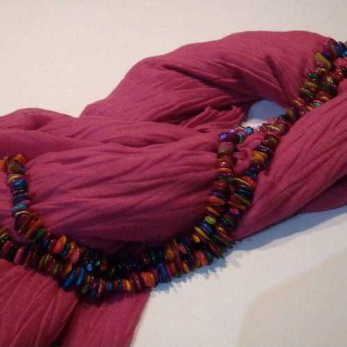 Colorful summer necklace made of brightly colored shells
