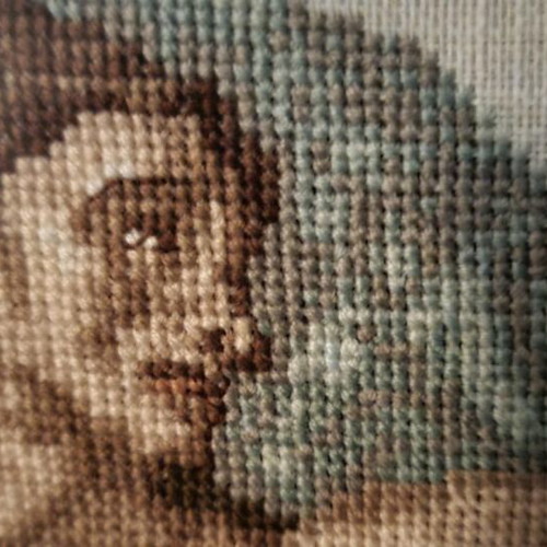 Embroidered painting The Creation of Adam Michelangelo like new