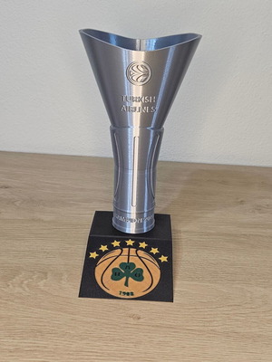 Κύπελλο Euroleague 2024 καινούργιο με βάση, γυαλιστερό αντίγραφο Παναθηναϊκού