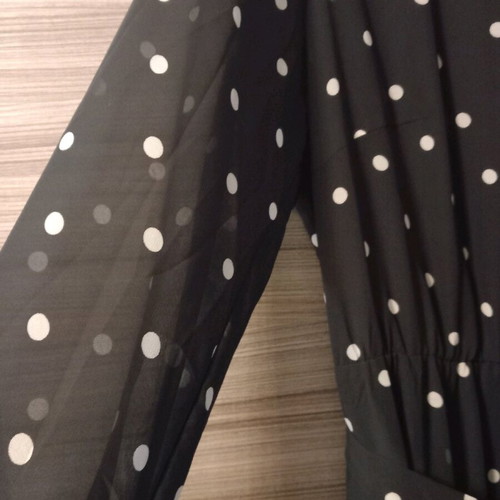 Long Black Dress With Polka Dots Like New, Size 46