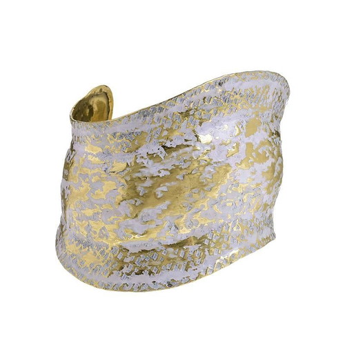 Bracelet cuff type new in white gold, hammered