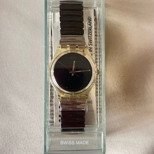 Swatch 90s watch used, black and silver