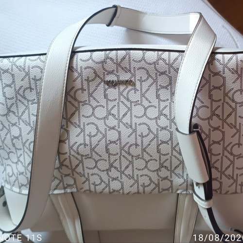 Calvin Klein white handbag and shoulder bag with CK logo