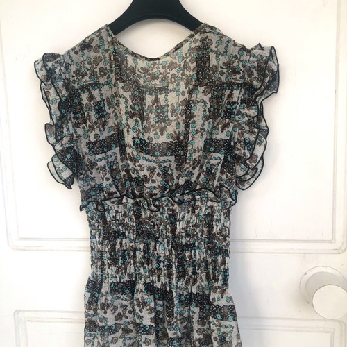 Boho summer top with smocked waist and ruffles, like new, size M