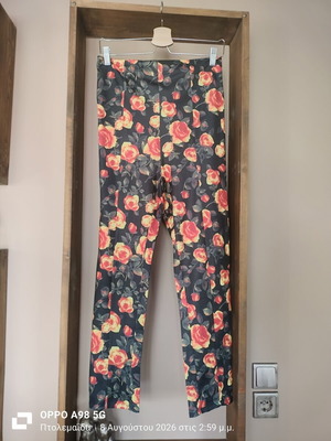 Elastic pants with back zipper, like new, size L, multicolor