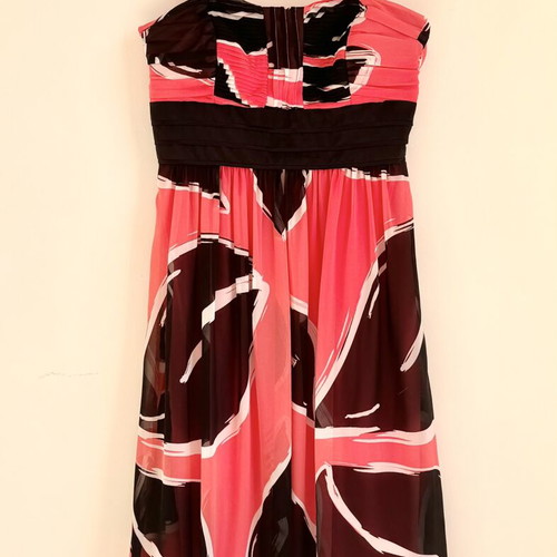 Alain Manoukian Y2K Strapless Spaghetti Straps Cocktail Dress S Pink Black