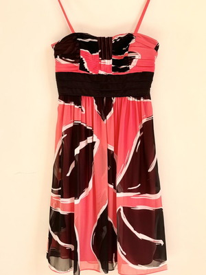 Alain Manoukian Y2K Strapless Spaghetti Straps Cocktail Dress S Pink Black