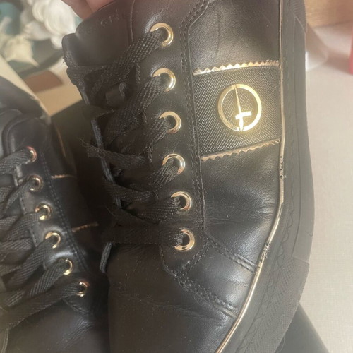 Tamaris black athletic shoes used with gold detail, size 39
