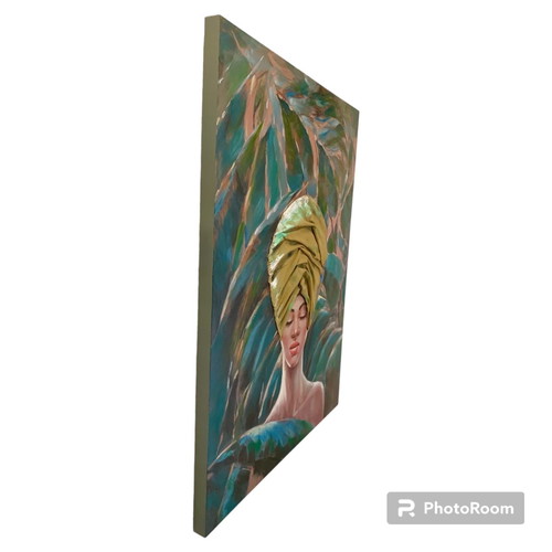 Canvas painting colorful wooden new 76x100xH3.5cm