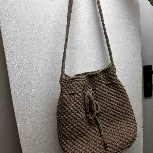 Handmade shoulder bag like new, large, beige/gray
