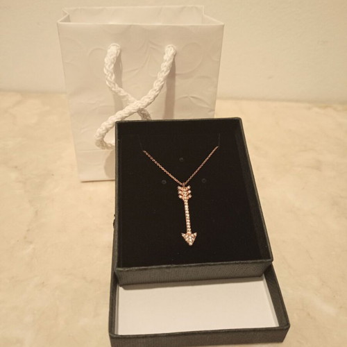Silver 925 arrow necklace with rhinestones and rose gold chain like new