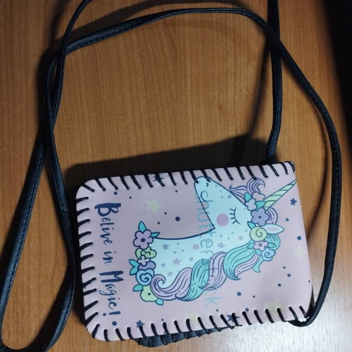 Unicorn Believe in Magic Pink Crossbody Bag with Magnetic Closure like new