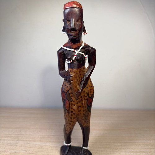 Handmade Maasai couple used, vintage art figures from Kenya 30 cm