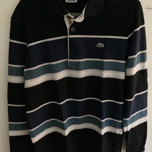 Lacoste long sleeve polo with stripes like new, size M