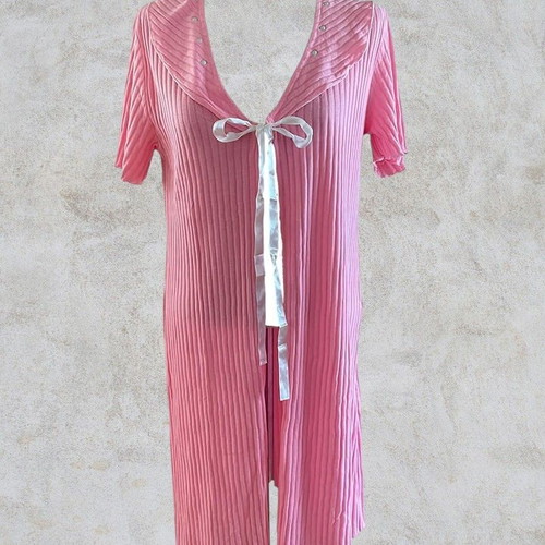 Rachel pink ribbed summer robe new, size Small