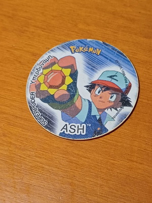 Pokémon Tazo Ash Ketchum Superpoder used, retro 90s collectible