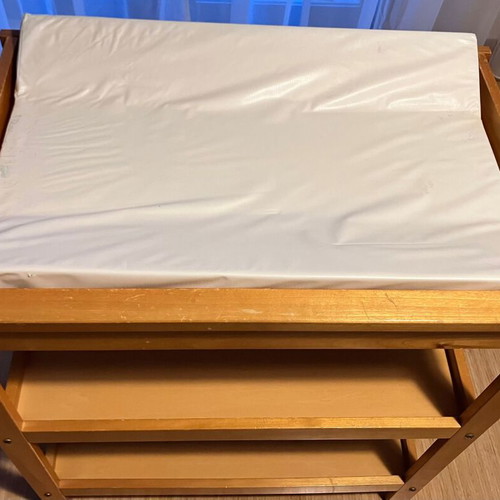 Wooden multipurpose changing table used with mattress