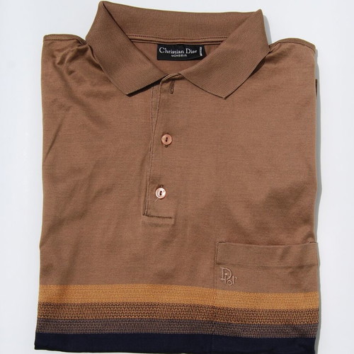 Christian Dior men's polo shirt used, size L, blue and brown