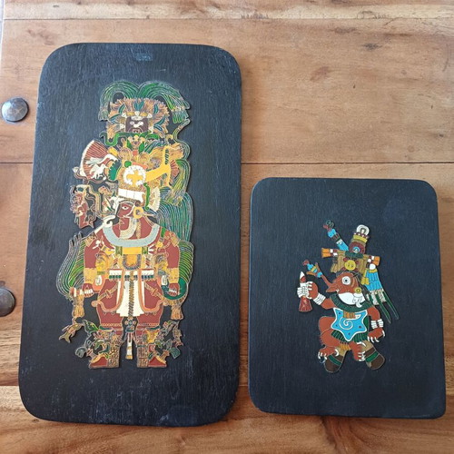 Aztec art wall decorations set of 2, Xolotl Codex Borbonicus