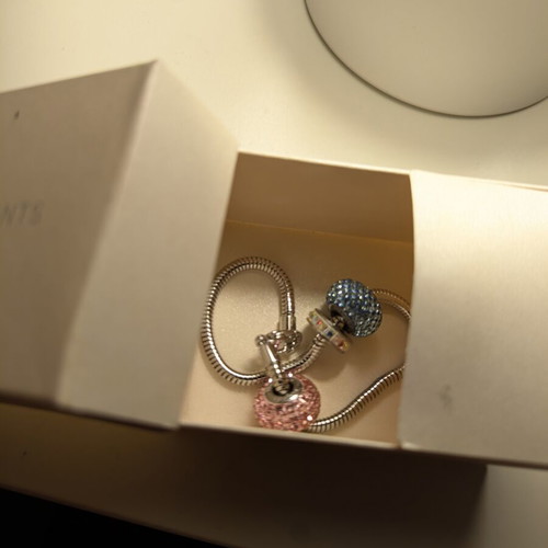 Swarovski Elements bracelet with silver snake chain and 3 crystal beads