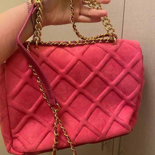 Crossbody bag pink like new, spacious with long and short strap