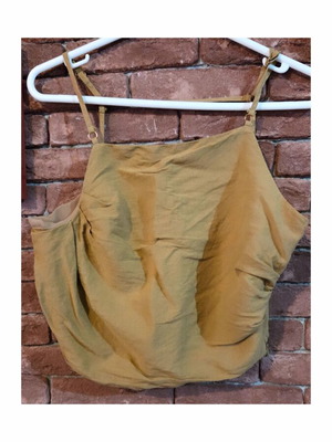 ZARA γυναικείο crop top με τιράντες, καμηλό, βαμβάκι και λινό, μέγεθος M