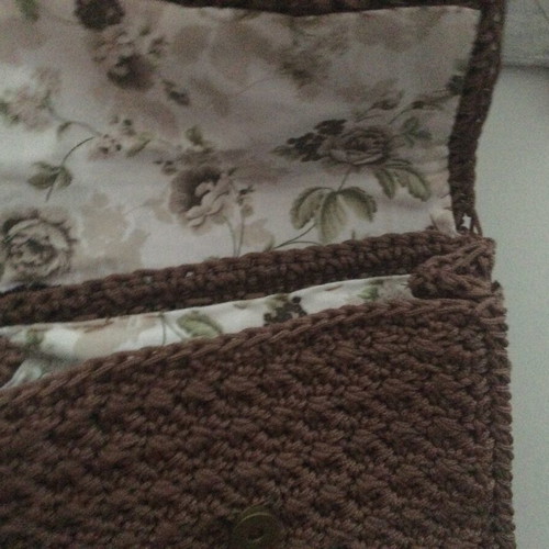 Knitted handmade brown handbag, new A To Z Greek
