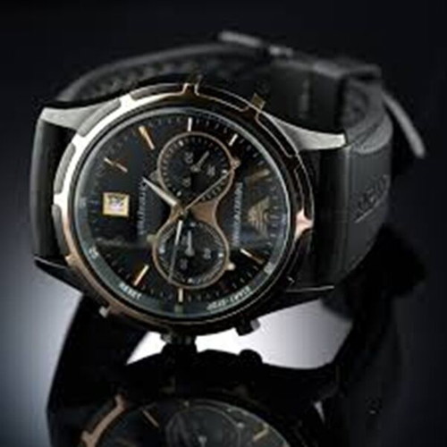 Emporio Armani men's wristwatch like new, black dial with gold accents