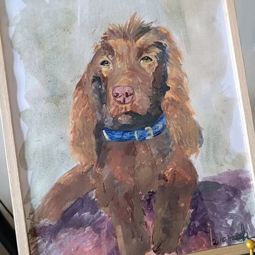 Cocker Spaniel art piece new, handmade with frame