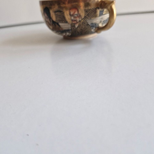 Satsuma collectible cup used with Japanese figures