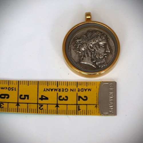 Ancient Dionysus Head Silver Coin Pendant new