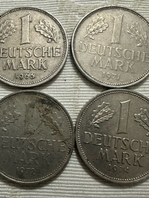 Collection of 4 1 Deutsche Mark coins like new