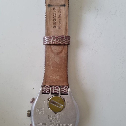 Swatch Irony Chrono Lady Snake watch, pink and silver
