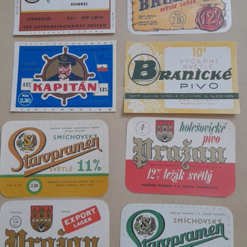 Set of 8 old beer labels new