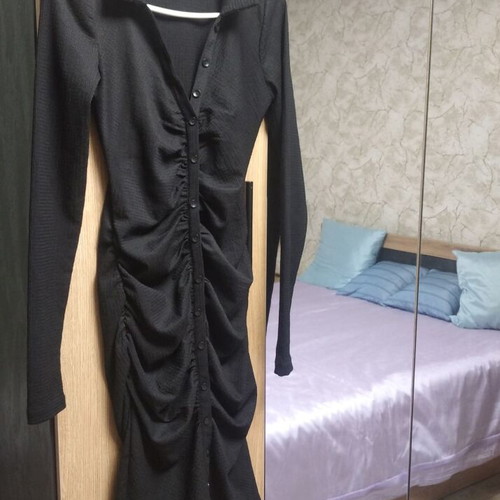 Shirt dress new, midi, black, size XS