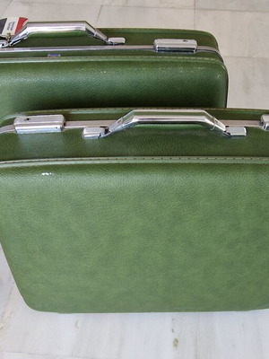 American Tourister vintage suitcases used, green