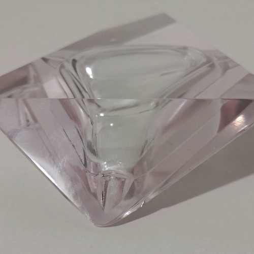 Crystal ashtray used, geometry design, Italy, pink amethyst color