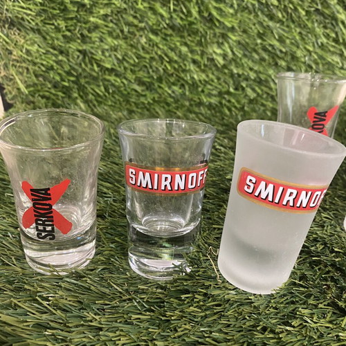 Vodka shot glasses Smirnoff and Serkova like new