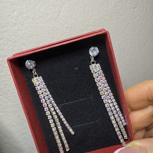 Dangling silver earrings