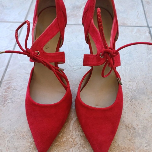 Karida heels like new, red suede leather, 9 cm heel, size 39