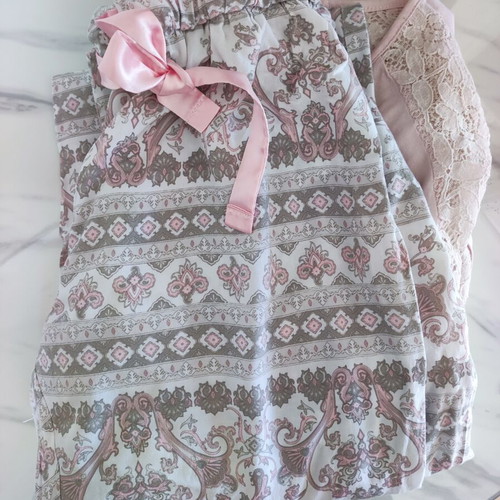 Pajama set used, size Small, soft breathable cotton fabric, pink